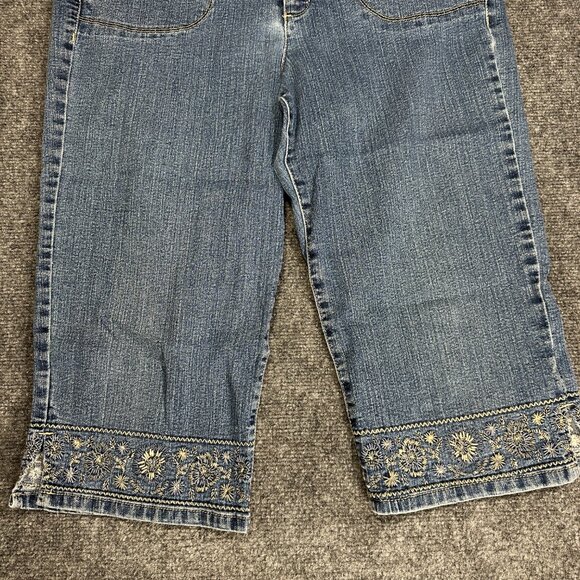 Gloria Vanderbilt Jeans Womens 12 The Perfect Fit Cotton Stretch Crop Embroider - Picture 2 of 8